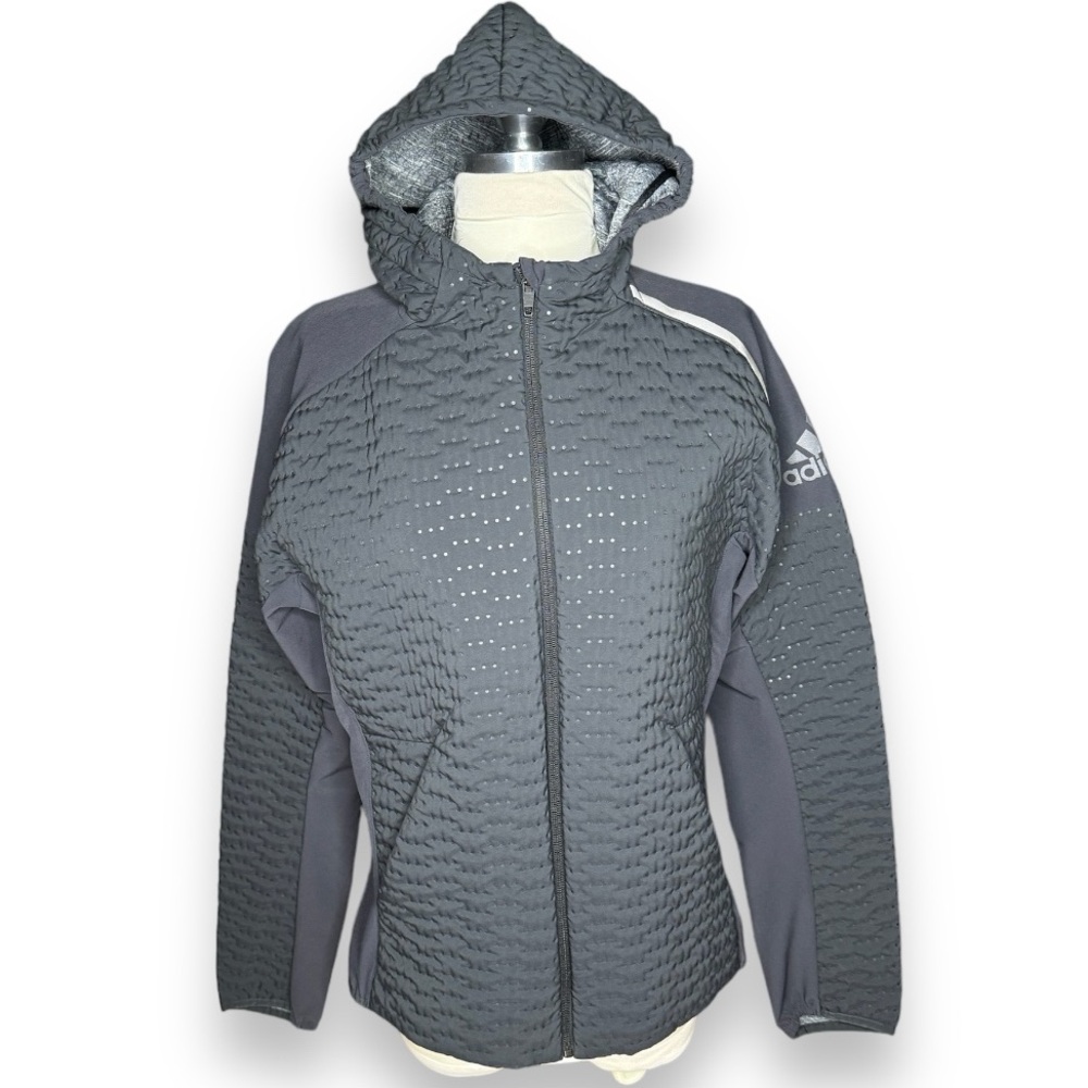 adidas Mens ZNE Winter Run Jacket Hooded Full Zip All Weather Running Coat Top